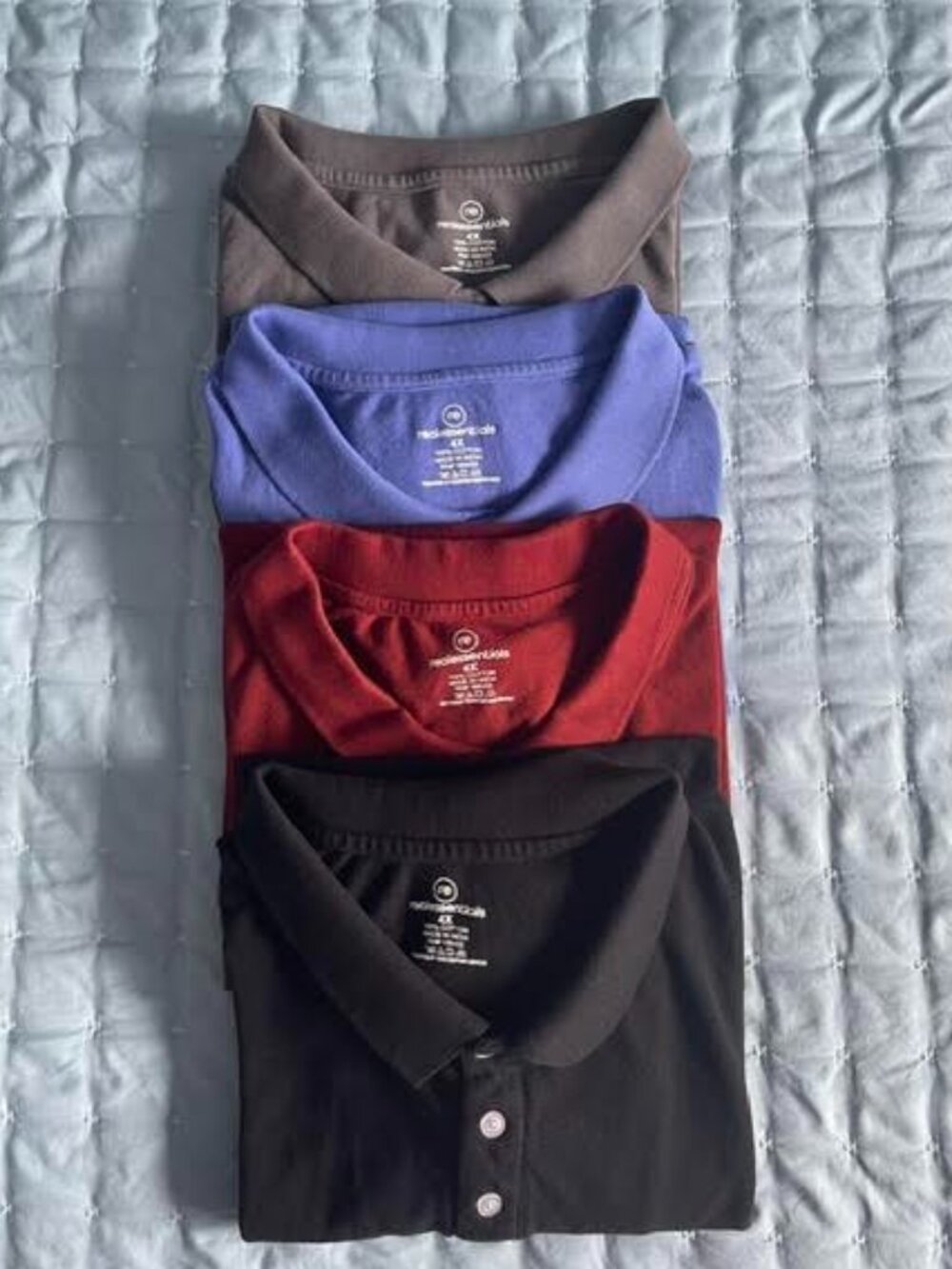 Real Essentials Men's 4 Pack Polo Shirts – Size 4X Big & Tall – Gray Blue Black